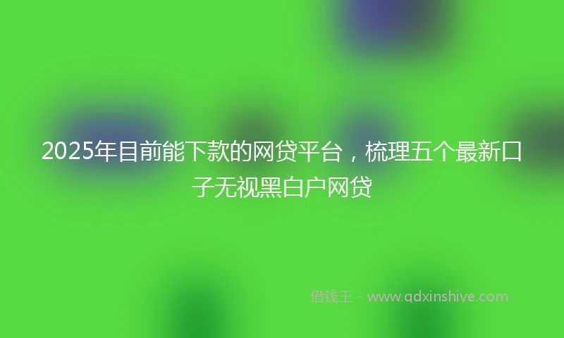 2025年目前能下款的网贷平台，梳理五个最新口子无视黑白户网贷