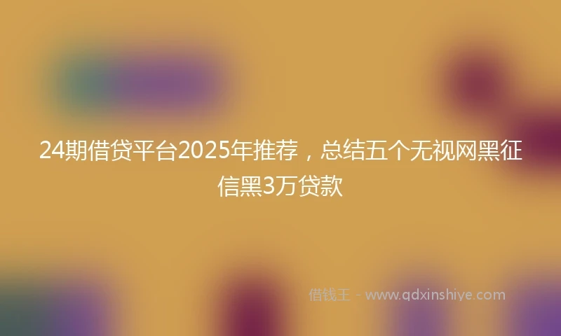 24期借贷平台2025年推荐，总结五个无视网黑征信黑3万贷款