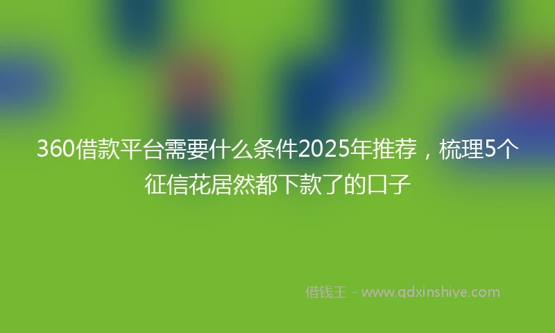 360借款平台需要什么条件2025年推荐，梳理5个征信花居然都下款了的口子