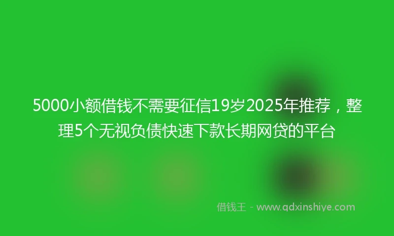 5000小额借钱不需要征信19岁2025年推荐，整理5个无视负债快速下款长期网贷的平台