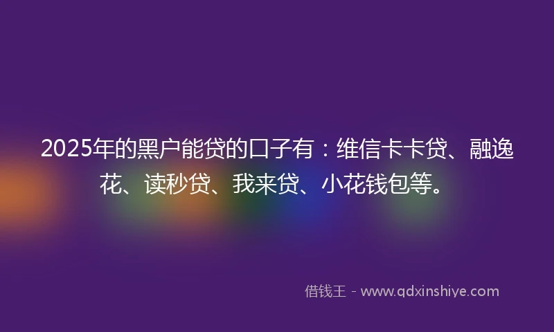 2025年的黑户能贷的口子有：维信卡卡贷、融逸花、读秒贷、我来贷、小花钱包等。