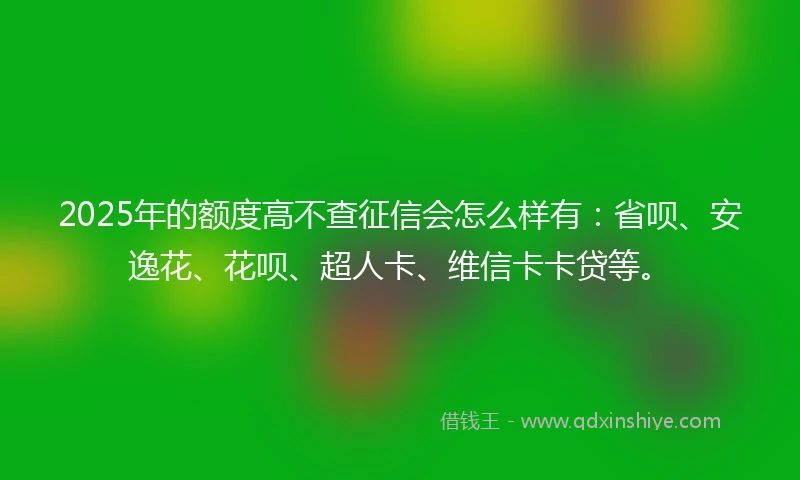2025年的额度高不查征信会怎么样有：省呗、安逸花、花呗、超人卡、维信卡卡贷等。