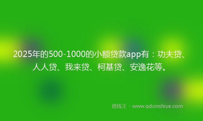 2025年的500-1000的小额贷款app有：功夫贷、人人贷、我来贷、柯基贷、安逸花等。