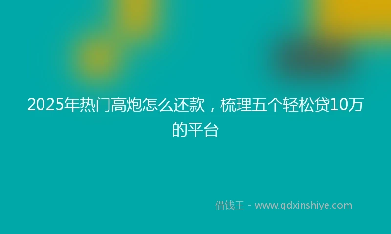 2025年热门高炮怎么还款,梳理五个轻松贷10万的平台