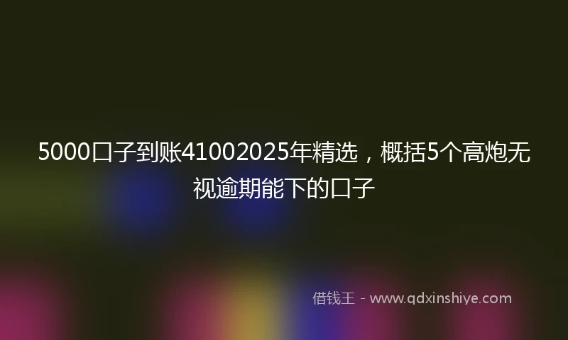 5000口子到账41002025年精选，概括5个高炮无视逾期能下的口子