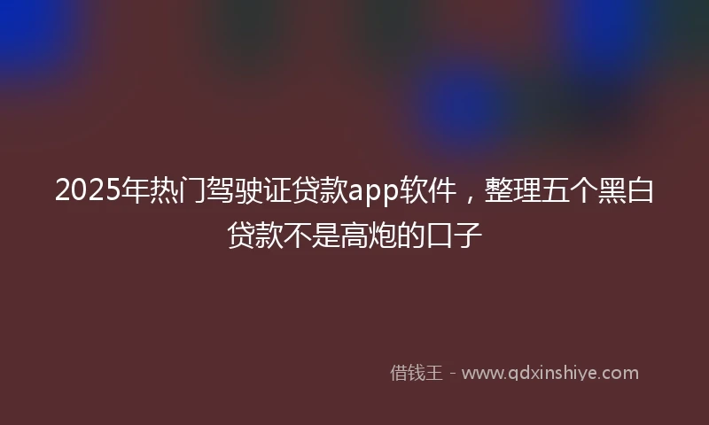 2025年热门驾驶证贷款app软件，整理五个黑白贷款不是高炮的口子