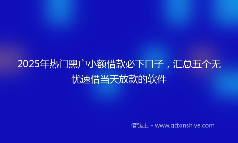 2025年热门黑户小额借款必下口子，汇总五个无忧速借当天放款的软件