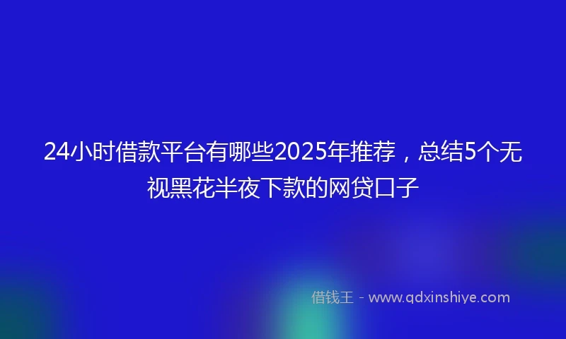 24小时借款平台有哪些2025年推荐，总结5个无视黑花半夜下款的网贷口子