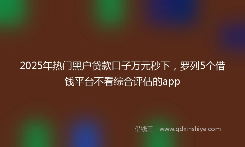 2025年热门黑户贷款口子万元秒下，罗列5个借钱平台不看综合评估的app