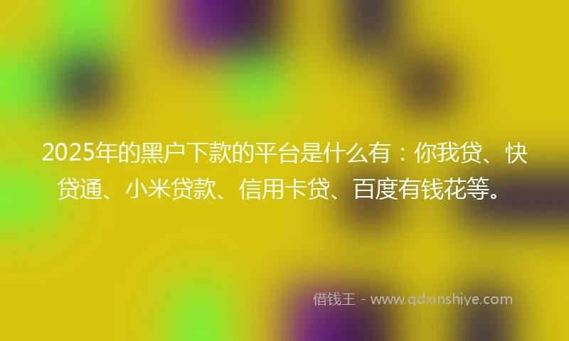 2025年的黑户下款的平台是什么有：你我贷、快贷通、小米贷款、信用卡贷、百度有钱花等。