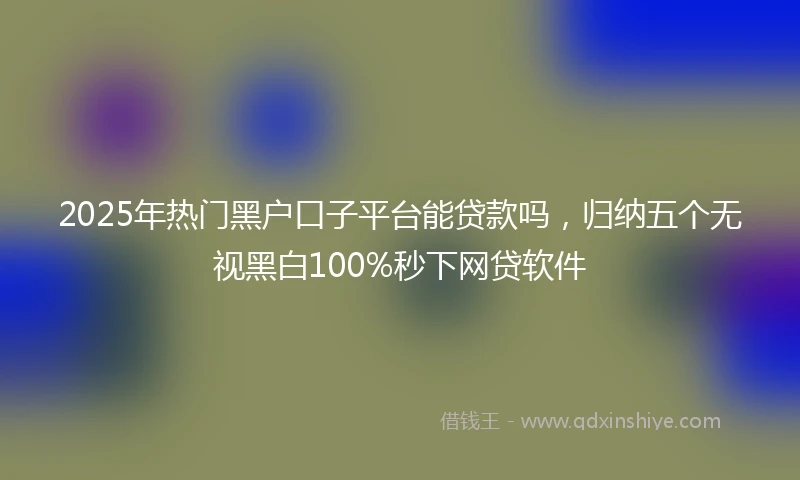 2025年热门黑户口子平台能贷款吗，归纳五个无视黑白100%秒下网贷软件