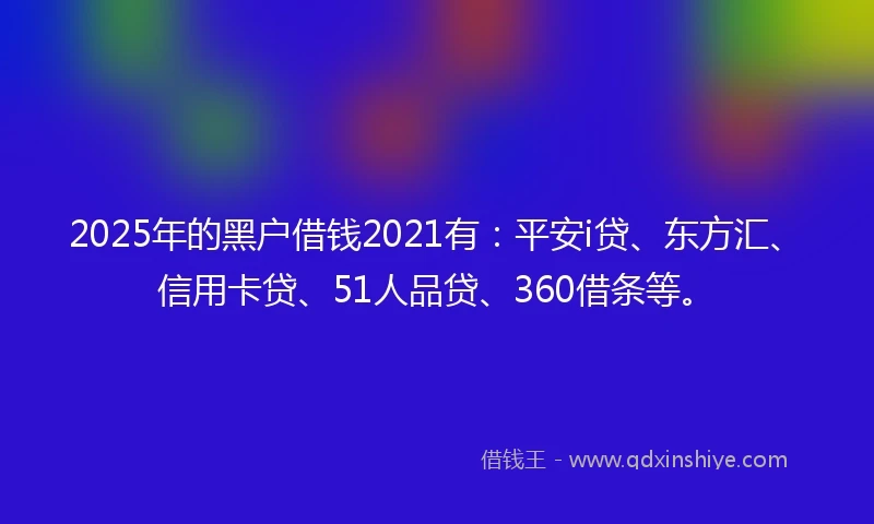2025年的黑户借钱2021有：平安i贷、东方汇、信用卡贷、51人品贷、360借条等。