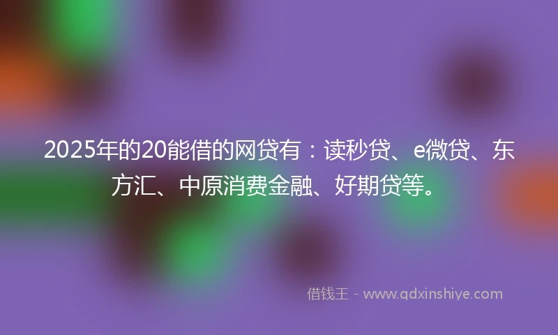 2025年的20能借的网贷有：读秒贷、e微贷、东方汇、中原消费金融、好期贷等。