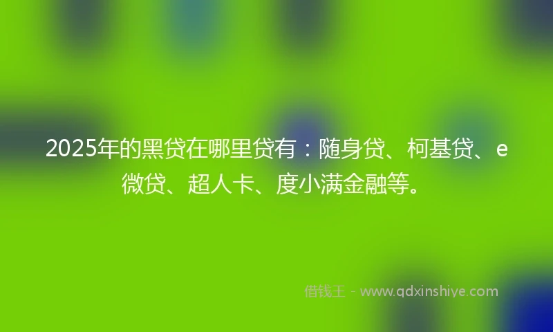 2025年的黑贷在哪里贷有：随身贷、柯基贷、e微贷、超人卡、度小满金融等。