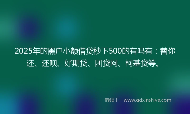 2025年的黑户小额借贷秒下500的有吗有：替你还、还呗、好期贷、团贷网、柯基贷等。