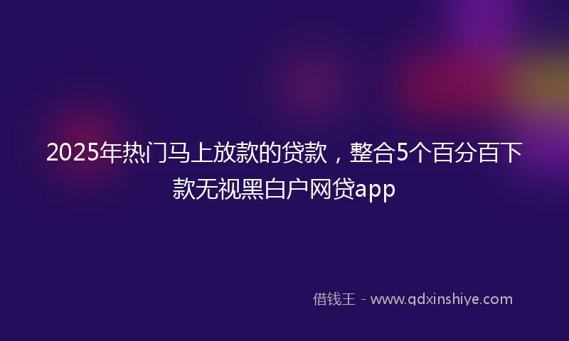 2025年热门马上放款的贷款，整合5个百分百下款无视黑白户网贷app