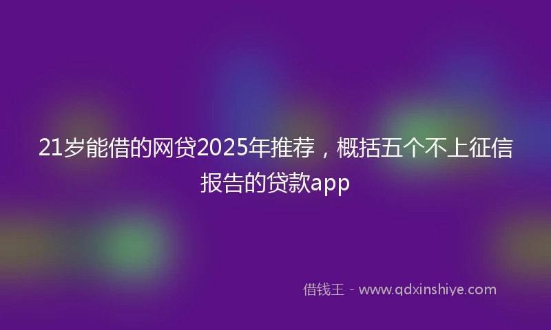 21岁能借的网贷2025年推荐，概括五个不上征信报告的贷款app