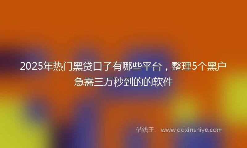 2025年热门黑贷口子有哪些平台，整理5个黑户急需三万秒到的的软件