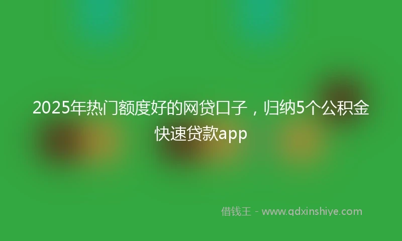 2025年热门额度好的网贷口子，归纳5个公积金快速贷款app