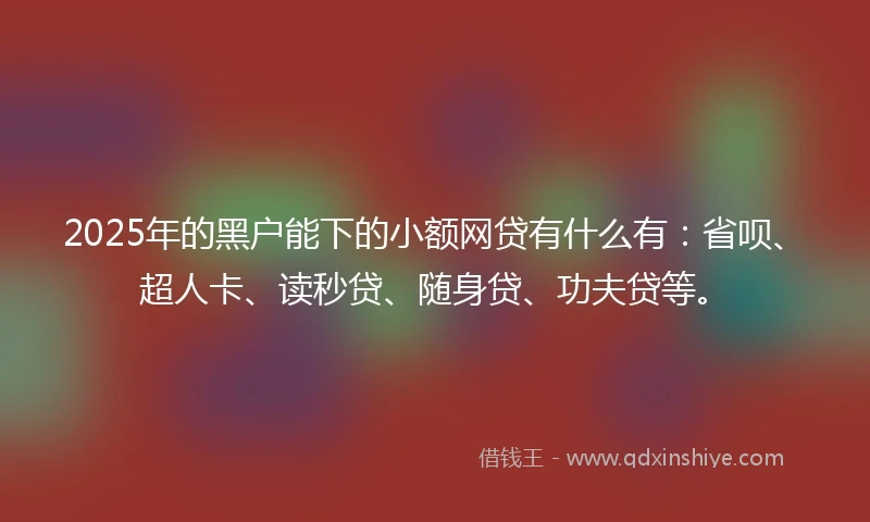 2025年的黑户能下的小额网贷有什么有：省呗、超人卡、读秒贷、随身贷、功夫贷等。