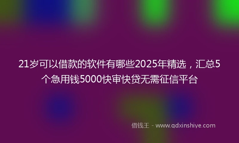 21岁可以借款的软件有哪些2025年精选，汇总5个急用钱5000快审快贷无需征信平台