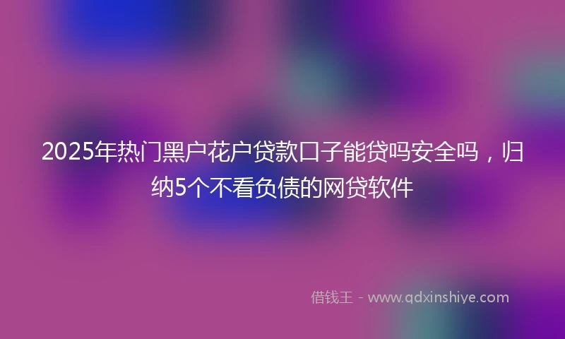 2025年热门黑户花户贷款口子能贷吗安全吗，归纳5个不看负债的网贷软件