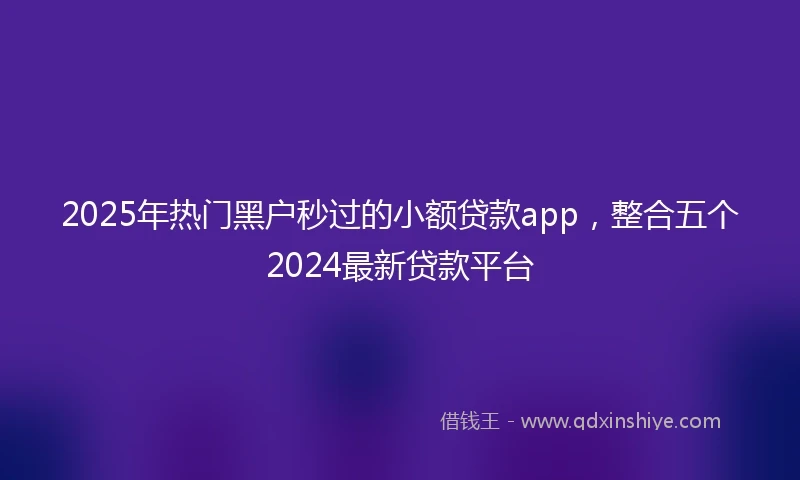 2025年热门黑户秒过的小额贷款app，整合五个2024最新贷款平台
