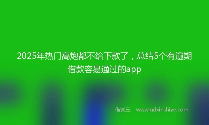 2025年热门高炮都不给下款了，总结5个有逾期借款容易通过的app