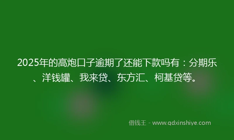 2025年的高炮口子逾期了还能下款吗有：分期乐、洋钱罐、我来贷、东方汇、柯基贷等。