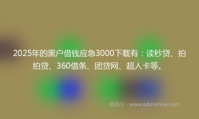2025年的黑户借钱应急3000下载有:读秒贷、拍拍贷、360借条、团贷网、超人卡等。