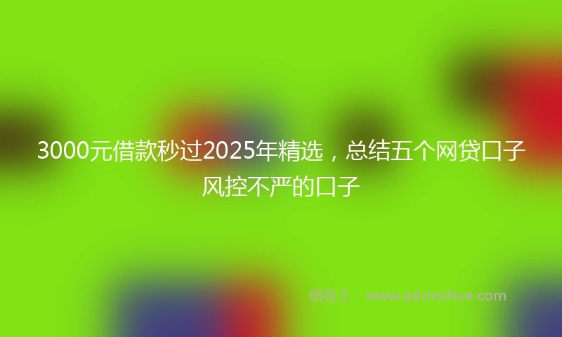 3000元借款秒过2025年精选，总结五个网贷口子风控不严的口子