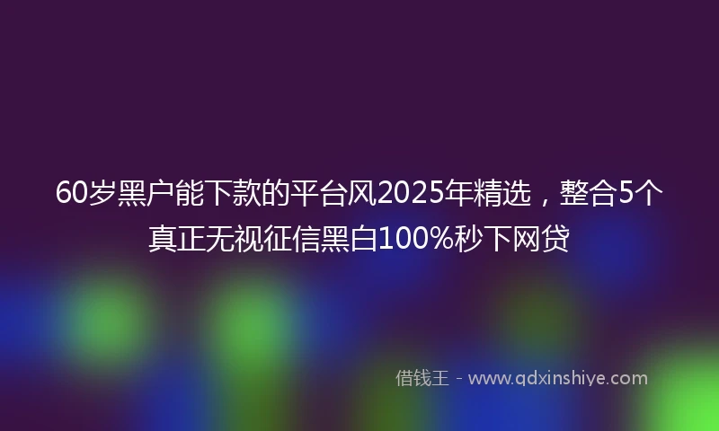 60岁黑户能下款的平台风2025年精选，整合5个真正无视征信黑白100%秒下网贷