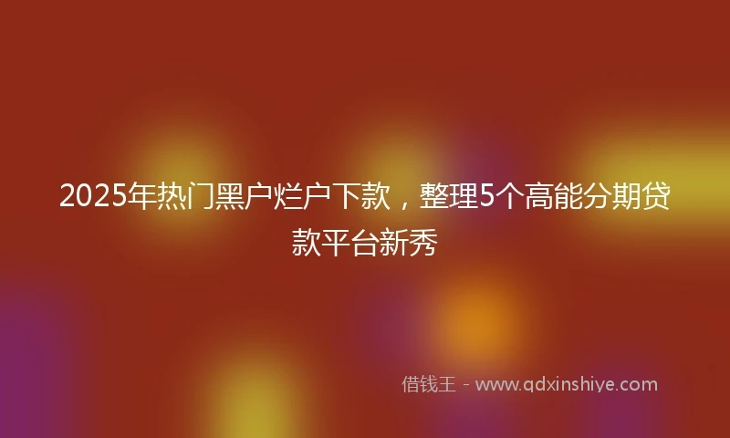 2025年热门黑户烂户下款，整理5个高能分期贷款平台新秀