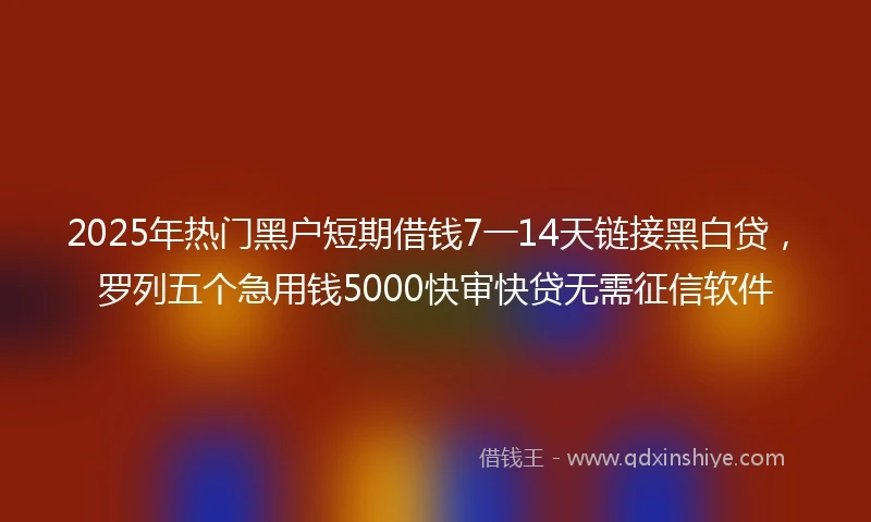 2025年热门黑户短期借钱7一14天链接黑白贷，罗列五个急用钱5000快审快贷无需征信软件