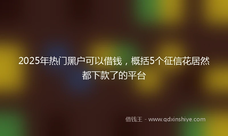 2025年热门黑户可以借钱，概括5个征信花居然都下款了的平台