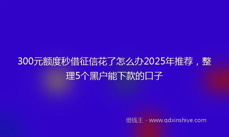 300元额度秒借征信花了怎么办2025年推荐，整理5个黑户能下款的口子