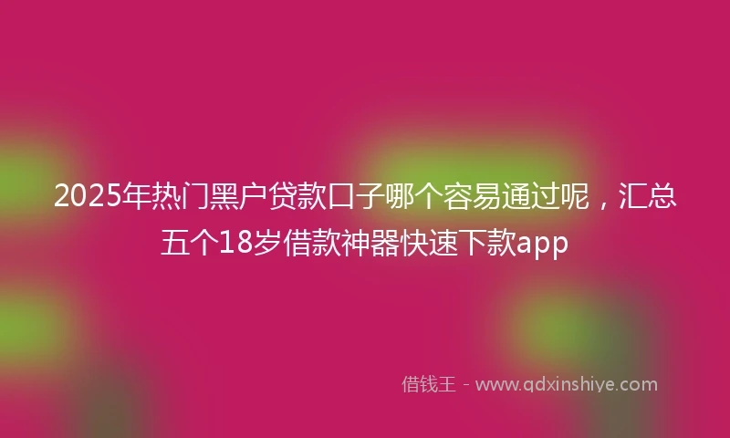 2025年热门黑户贷款口子哪个容易通过呢，汇总五个18岁借款神器快速下款app