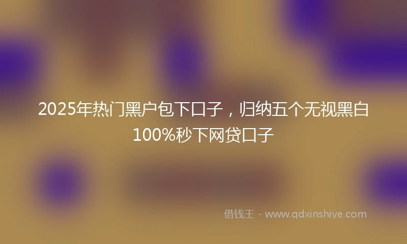 2025年热门黑户包下口子，归纳五个无视黑白100%秒下网贷口子