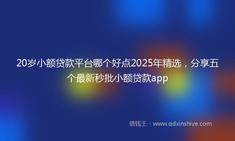 20岁小额贷款平台哪个好点2025年精选，分享五个最新秒批小额贷款app