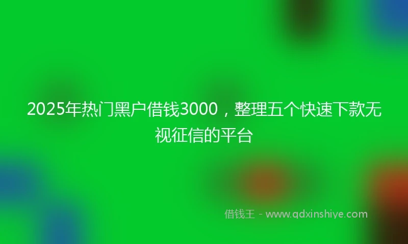 2025年热门黑户借钱3000，整理五个快速下款无视征信的平台