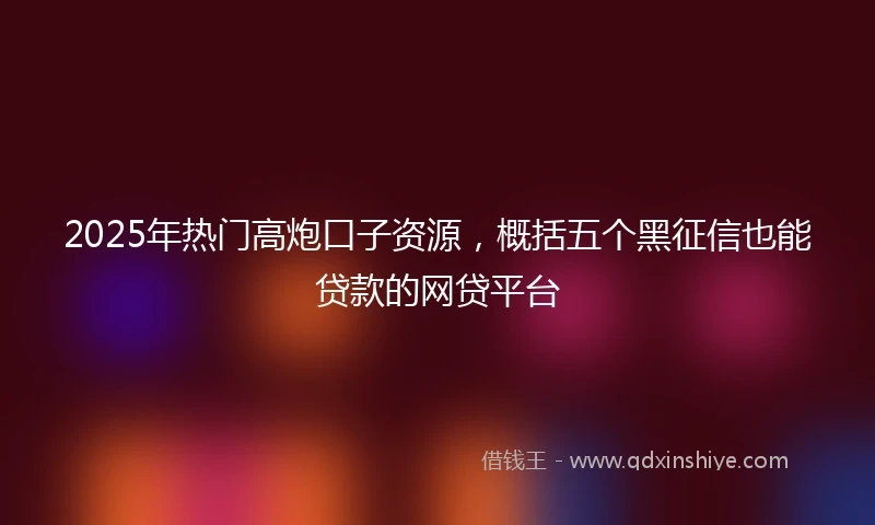 2025年热门高炮口子资源，概括五个黑征信也能贷款的网贷平台