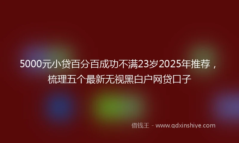 5000元小贷百分百成功不满23岁2025年推荐，梳理五个最新无视黑白户网贷口子