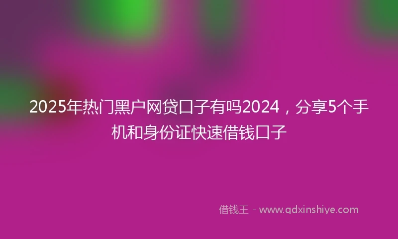 2025年热门黑户网贷口子有吗2024，分享5个手机和身份证快速借钱口子
