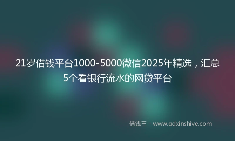 21岁借钱平台1000-5000微信2025年精选，汇总5个看银行流水的网贷平台