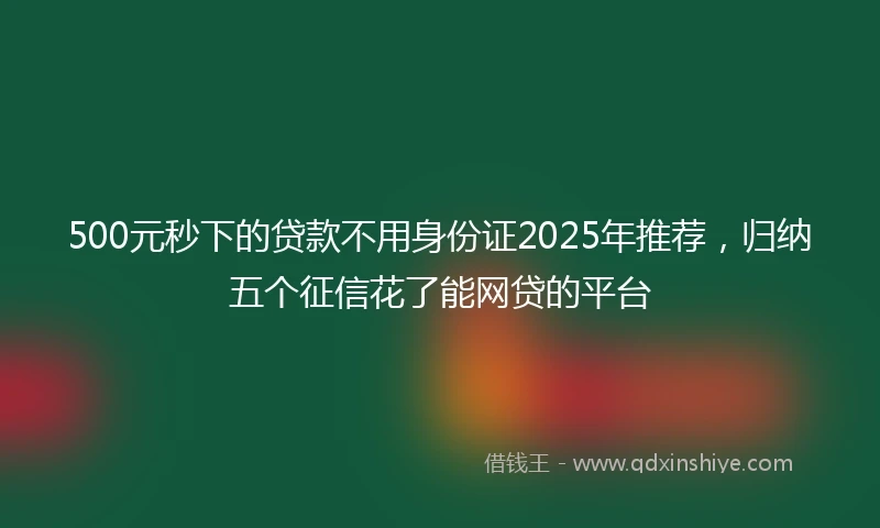 500元秒下的贷款不用身份证2025年推荐，归纳五个征信花了能网贷的平台