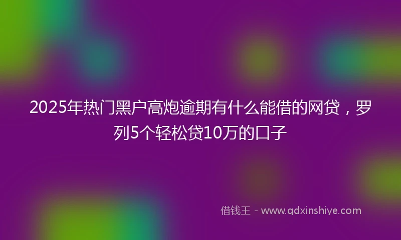 2025年热门黑户高炮逾期有什么能借的网贷，罗列5个轻松贷10万的口子