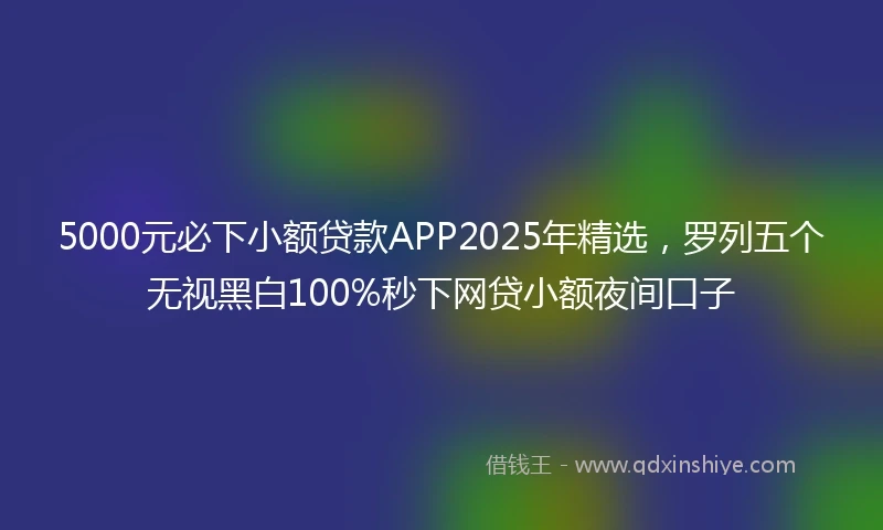 5000元必下小额贷款APP2025年精选，罗列五个无视黑白100%秒下网贷小额夜间口子