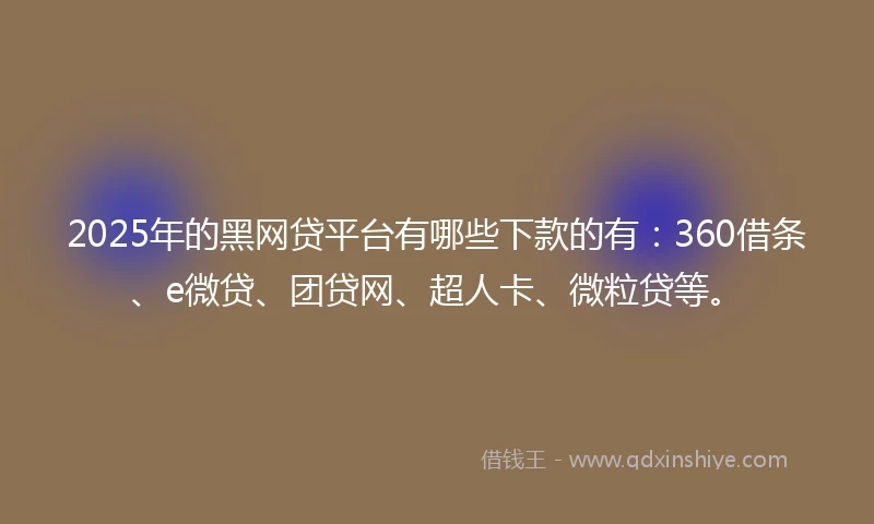 2025年的黑网贷平台有哪些下款的有：360借条、e微贷、团贷网、超人卡、微粒贷等。