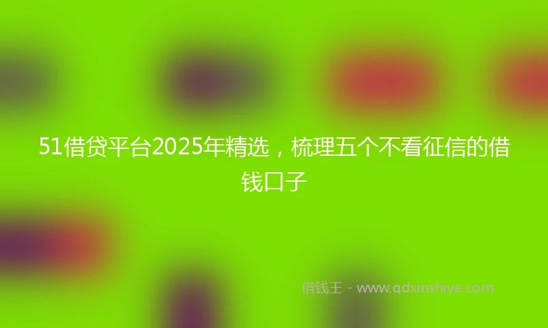 51借贷平台2025年精选，梳理五个不看征信的借钱口子