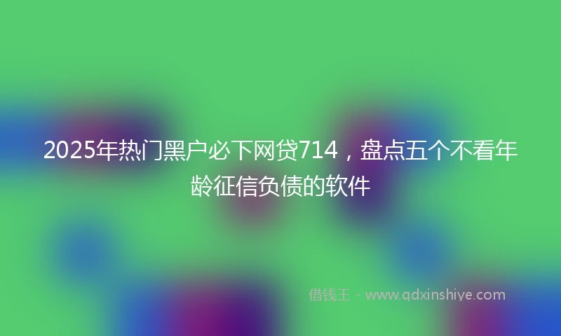 2025年热门黑户必下网贷714，盘点五个不看年龄征信负债的软件